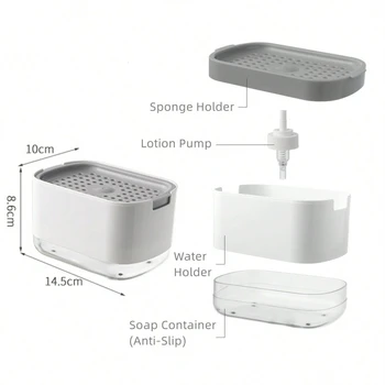 ห้องครัวจานสบู่Dispenserผู้ถือฟองน้ำ,ล้างจานLiquid SOAPปั๊มสำหรับอ่างล้างจานเคาน์เตอร์,1pcs 300ml 2