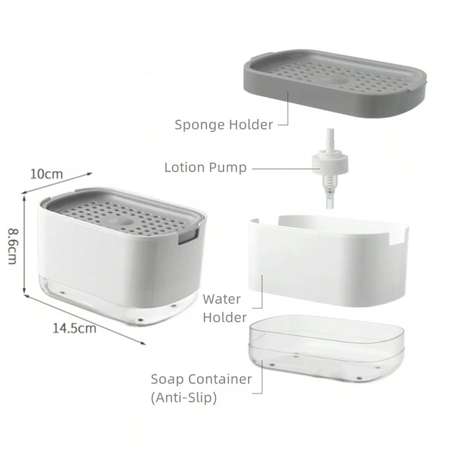 ห้องครัวจานสบู่Dispenserผู้ถือฟองน้ำ,ล้างจานLiquid SOAPปั๊มสำหรับอ่างล้างจานเคาน์เตอร์,1pcs 300ml 2