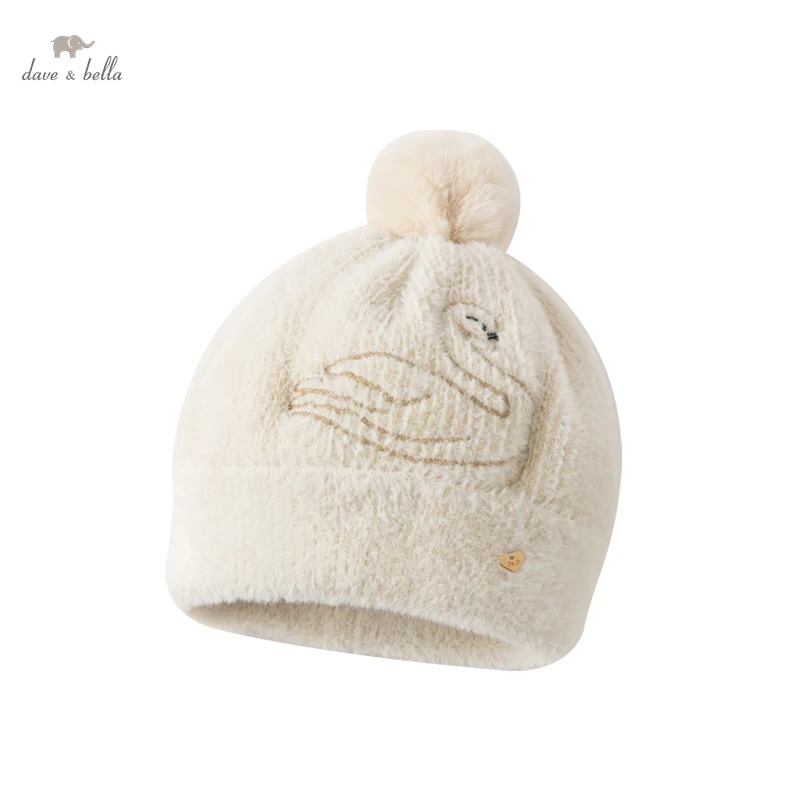Dave Bella baby knitted hat Infant soft Cap Winter Warm Hat Kids Girl Soild Bonnet DB4224276