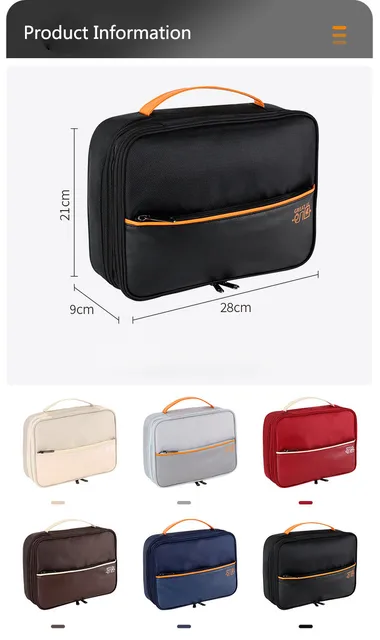 Organizer Elettronica Doppio Strato 28x21x8.9cm - Borsa Per Cavi, IPad, Caricabatterie - Nero, Impermeabile