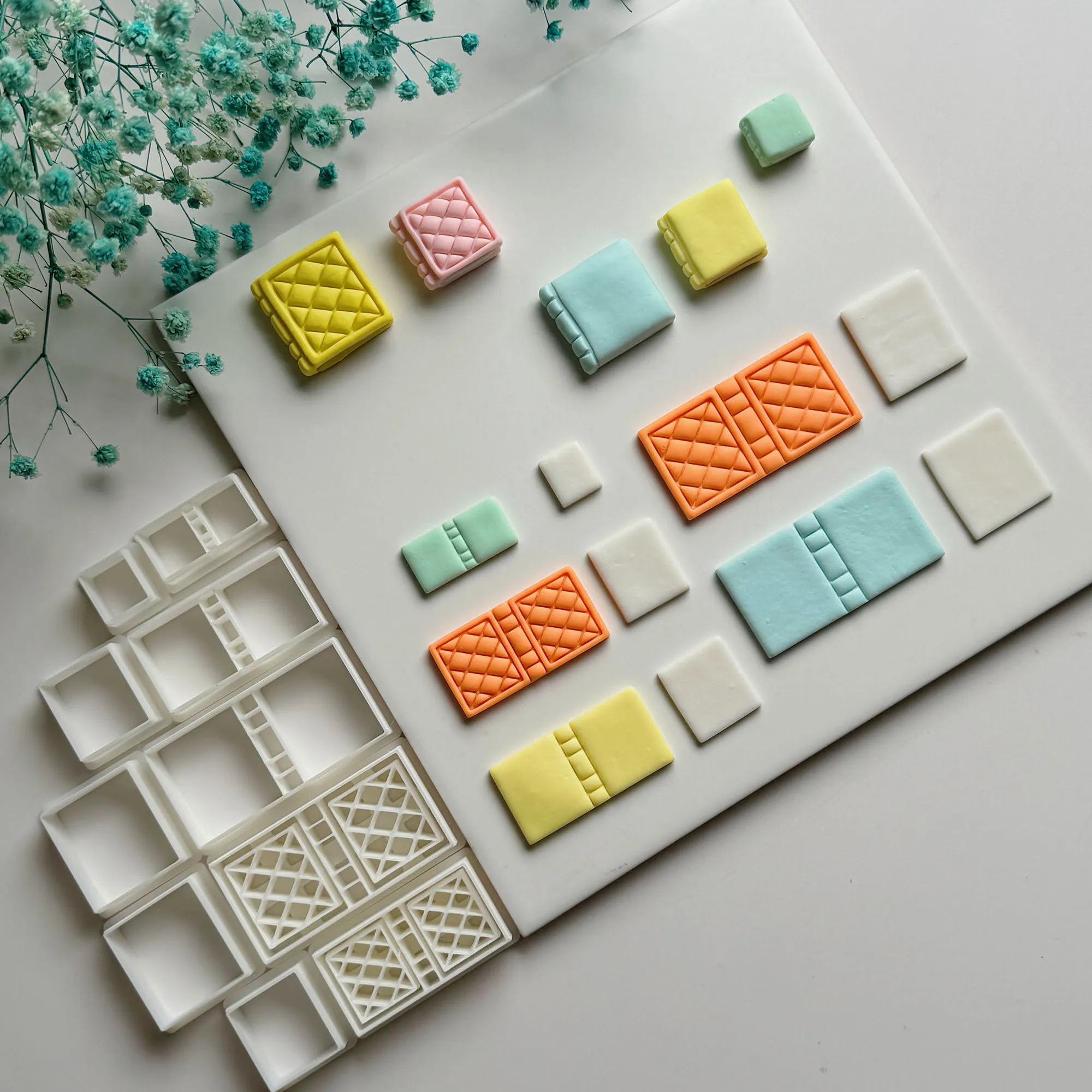 2PCS Square Book Shaped Soft Polymer Clay Cutting Handmade Earrings Embossing Cutter DIY Jewelry Pendant Clay Sculpting Tools