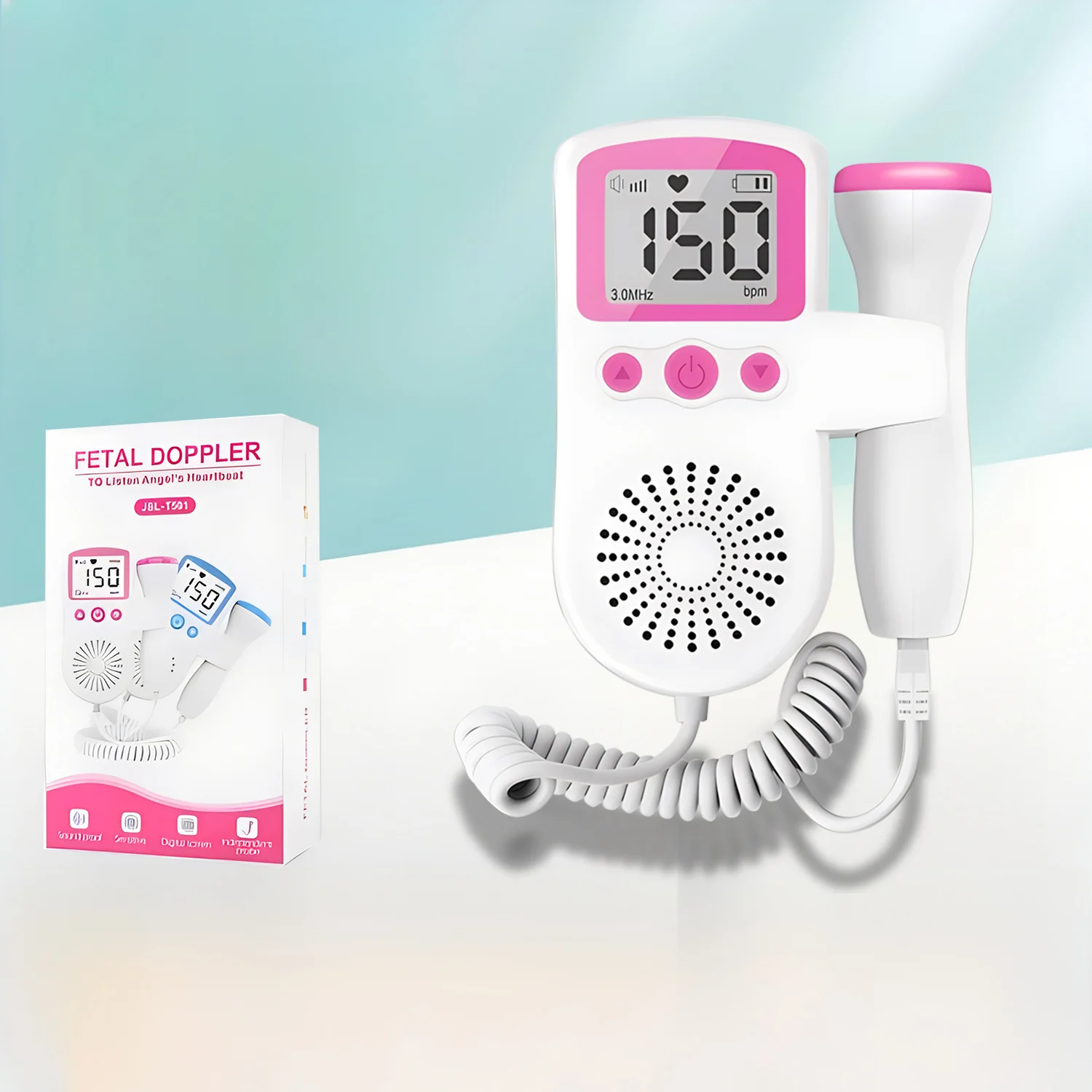 Household Fetal Doppler Baby Heartbeat Pocket Prenatal Detector Home Pregnant Heart Rate Monitor Detector Pulse Meter