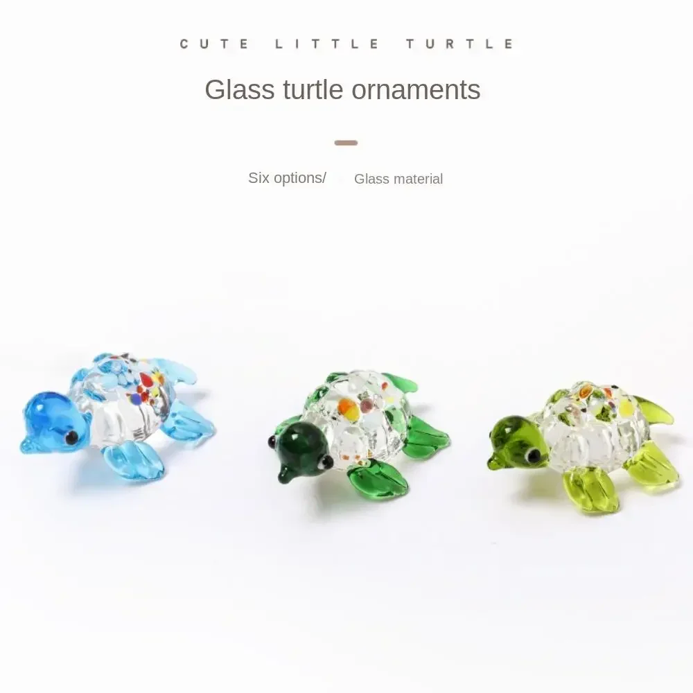 Fashion Colorful Sea Turtle Figurines High Borosilicate Glass Sea Turtle Sea Animal Collectibles Tiny Turtle Glass Ornaments