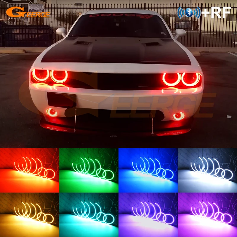 닷지 챌린저 2008-2014 블루투스 앱 제어 주간 주행등 다색 초고휘도 RGB LED 엔젤 아이즈 키트 헤일로 링