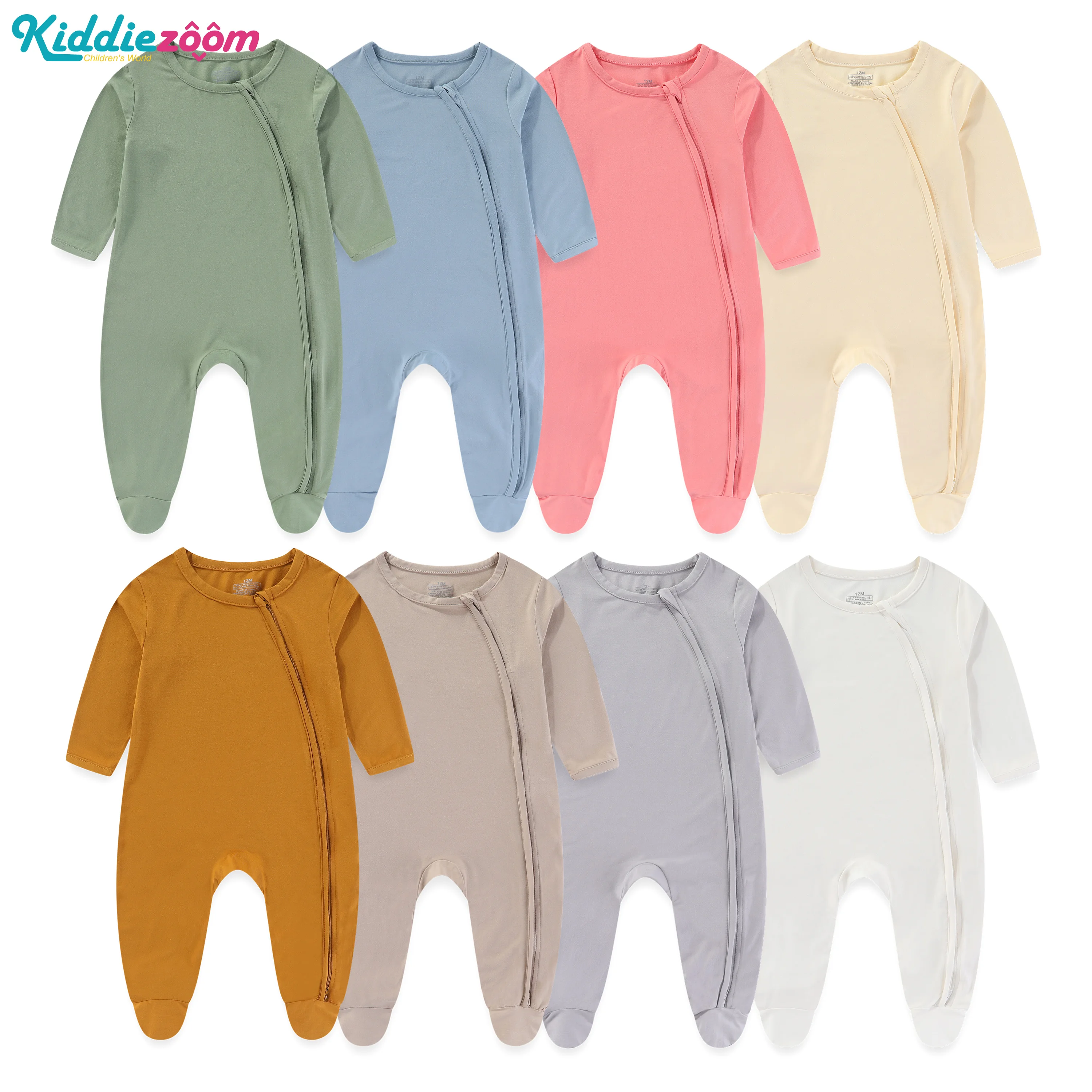 

Newborn Baby Solid Color Long Sleeved Jumpsuit 100% Cotton Baby Wrap Feet 0-12 Months Unisex Baby Pajamas soft And Comfortable