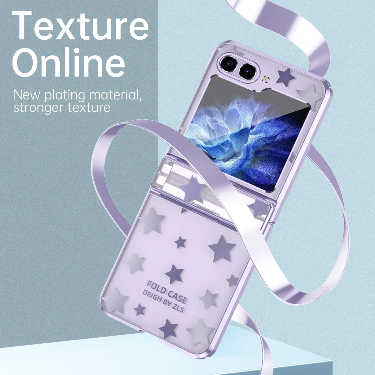 Luksus elektrobelagt Stars Pattern Surface Phone Case for Samsung Galaxy Z Flip 6 5 4 3 5G PC Støtsikkert hengselbeskyttelsesdeksel_voghion.com