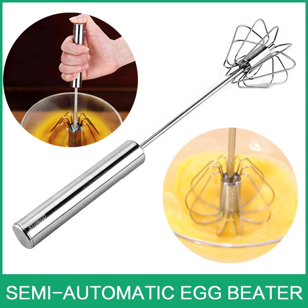 Egg Beater Hand Pressure Rotating Semi-Automatic Mixer Coffee Milk Mixing Egg Beater Hand Held Kitchen Baking Cooking Tools
