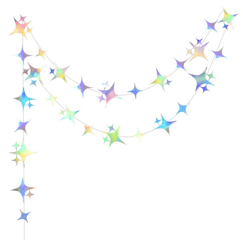 Iridescente Twinkle Star Circle Dot Ghirlande Di Carta Stamina Appesa Streamer Per Compleanno Space Party Kids Room Banner Decorazioni