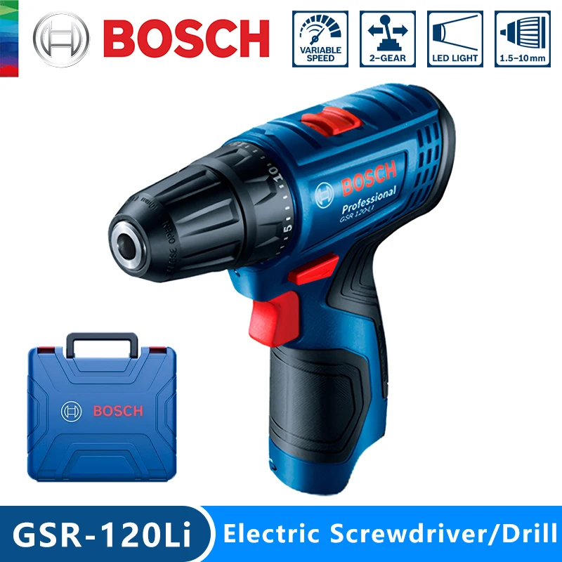 Trapano Elettrico Professionale Bosch Gsr 120-Li 12V Trapano Elettrico A Batteria Multifunzione Home Cacciavite Fai Da Te Utensili Elettrici