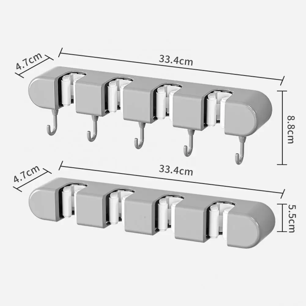 

Mop Hook Wall Mount Wall Mount Mop Holder Durable Wall Mount Mop Broom Holder with 5 Hooks Space-saving Organizer for Home