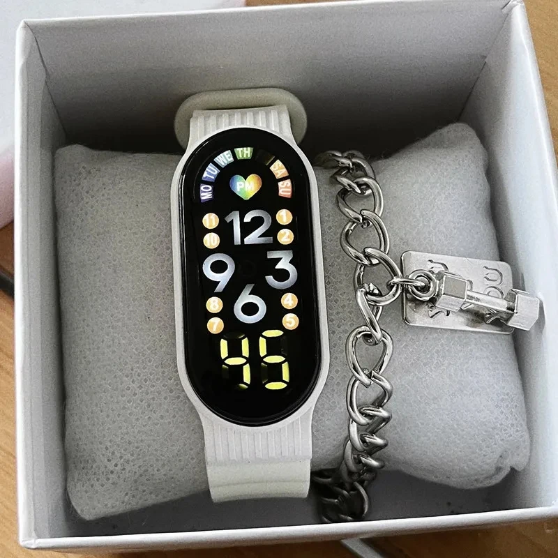 

Спортивные часы для женщин, мужчин и детей, модные электронные наручные часы с силиконовым браслетом, детские цифровые часы, уличные водонепроницаемые часы