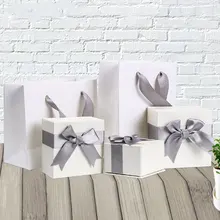 

Jewelry Box Necklace Bracelet Bow Packaging Box White Bracelet Ring Earrings Jewelry Set Gift Box Portable Jewelry Velvet Box