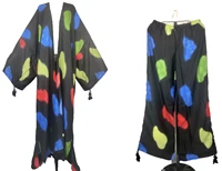 African Women Fashion Cotton Printed Two Pieces Set Plus Size Traditional Middle East Dubai Lady  Ramadan Cardigans + Pants 2