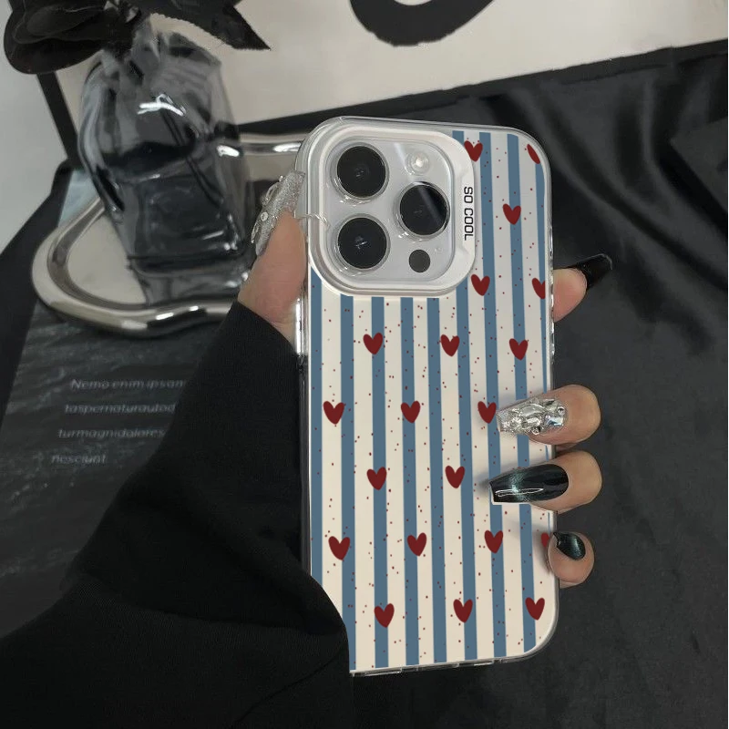 Charming Red Stripe Love Heart Phone Case