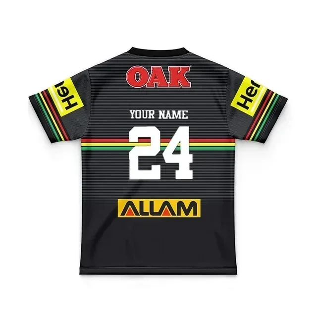 Camiseta de rugby de entrenamiento local/visitante/de local de Penrith Panthers 2024 para niños - Talla para hombre: 16-26 (nombre y número impresos) Calidad superior