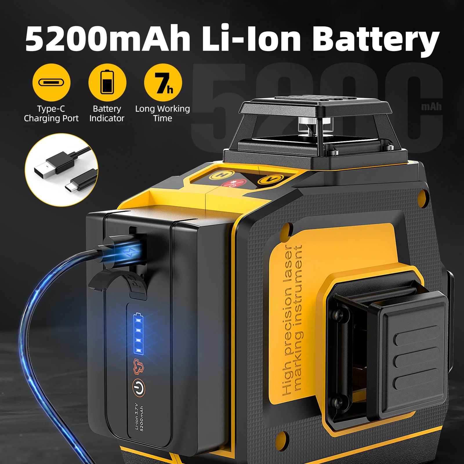 Laser Level 360° Self Leveling  3D 12 Lines Green Laser Cross Line with Remote C