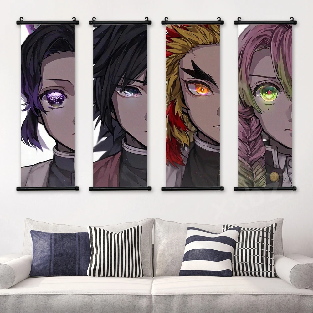 Demon Slayer Anime Poster Kochou Shinobu Home Decor Prints Wall Art  Canvas Pictures Scroll Hanging Painting Living Room Gift