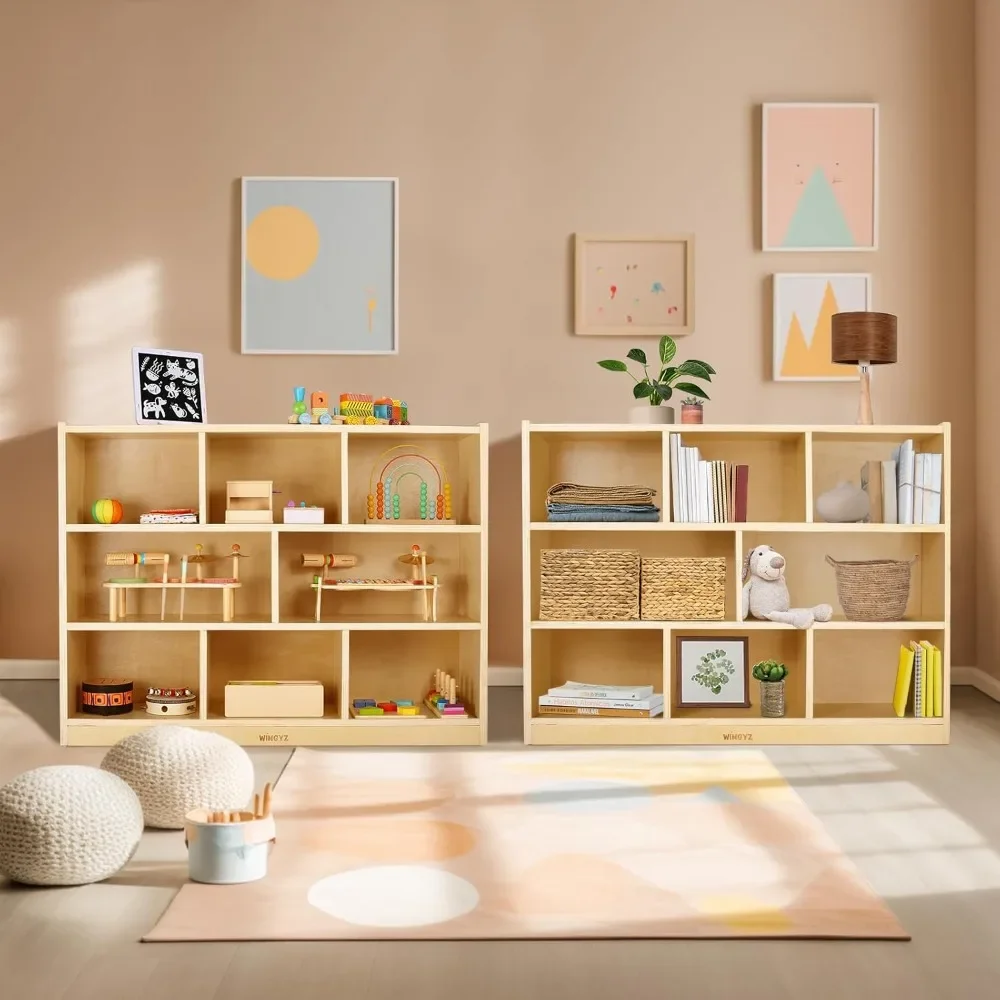 Wooden Storage Cabinet, 8-Section Kids Toy Storage Organizer, Spacious Montessori Kids Bookshelf, Toy Shelf Storage Organizer 2