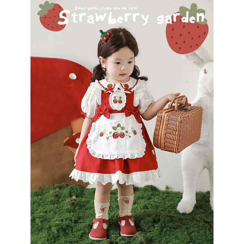 

Spanish Princess Dress for Kids Girl Lolita Strawberry Embroidery Dresses for Elegant Parties Infant Easter Holiday Ball Gowns