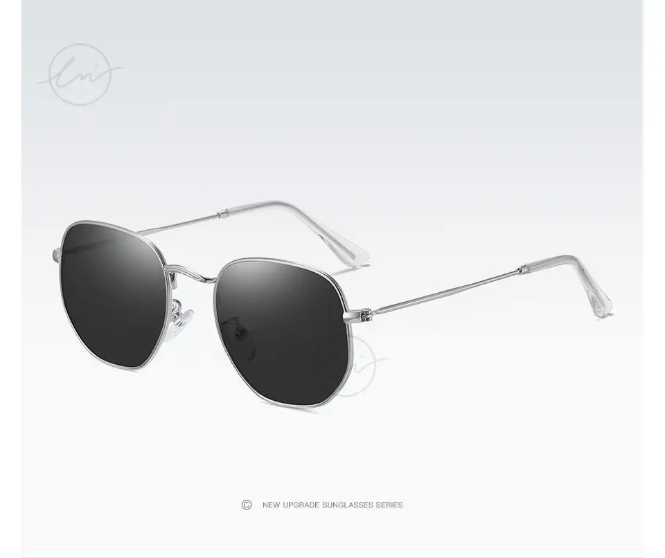 LM Fashion Damen Kleine Sechseck-Sonnenbrille Herren Retro Polarisierte Metallbeschichtung Spiegel Sonnenbrille Schutzbrille UV400 Brillen_voghion.com
