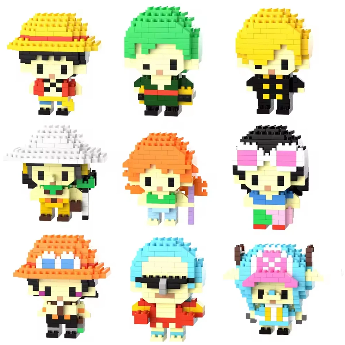 Brinquedos de Montar One Piece 2026: Blocos de Construção 3D de Personagens de Desenho Animado Luffy e Zoro para Crianças - Presentes e Quebra-Cabeças