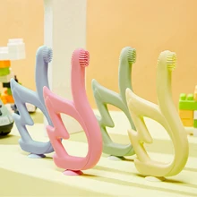 

New Arrival Baby Deciduous Tooth Teething Brush Toys for 0-6 Months Infants Swan Shape Teether Chewing Toys for Training