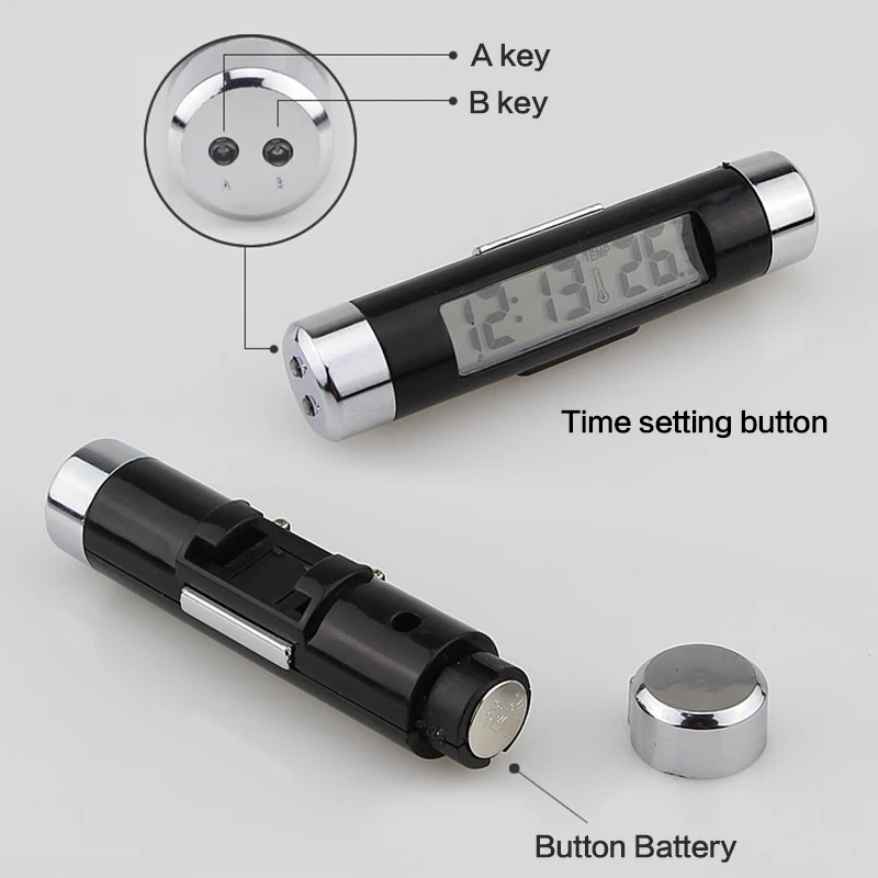 2 In 1 Vehicle Clock Thermometer Car Electronic Clock LCD Luminous Display Digital Watch Calendar Automotive Backlight Clocks Car Clock Car Voltmeter Thermometer Car Clock Thermometer