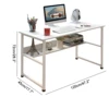 Wooden Computer Desk With 2 Layers Storage Rack High Gloss Living Room Kitchen Dining Versatile White Modern Rectangle Table 6