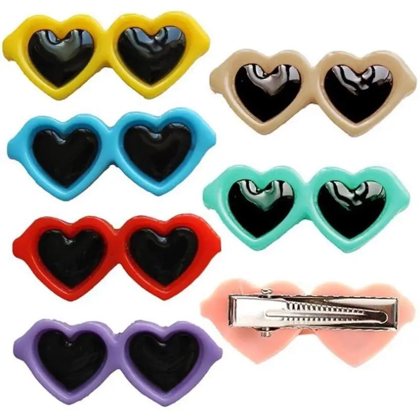 5 Pcs Random Small Size Heart-shaped Sunglasses Simulated Resin Heart-shaped Glasses DIY Accessories Dolls Pets Dog Accessories