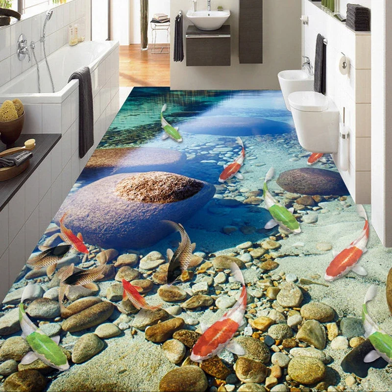 Custom Photo Floor Wallpaper 3D HD Stereoscopic Floor Murals Living Room Bathroom Toilet Floor Self-adhesive Sticker Wall Paper custom custom supermarket beverage pos fluted paper showcase display rocks beer drinks up cardboard floor display shelves stan