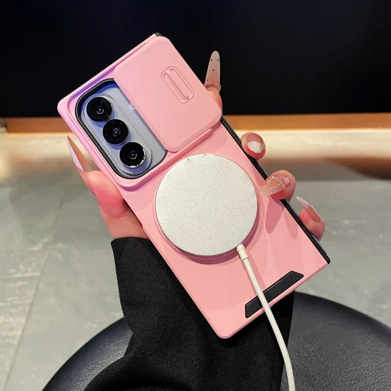 Magnetic Shockproof Phone Case with 360° Rotating Stand and Slide Camera Protection