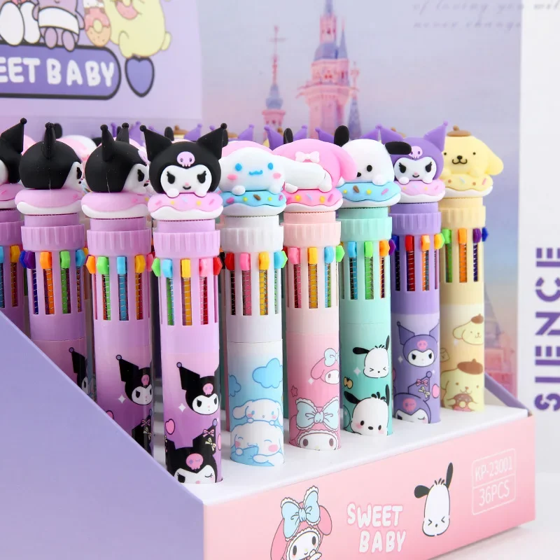 

Sanrio мультяшная шариковая ручка 18/36 шт. Kuromi Hello Kitty Cinnamoroll 10 цветов 0,7 фоторучка для рисования