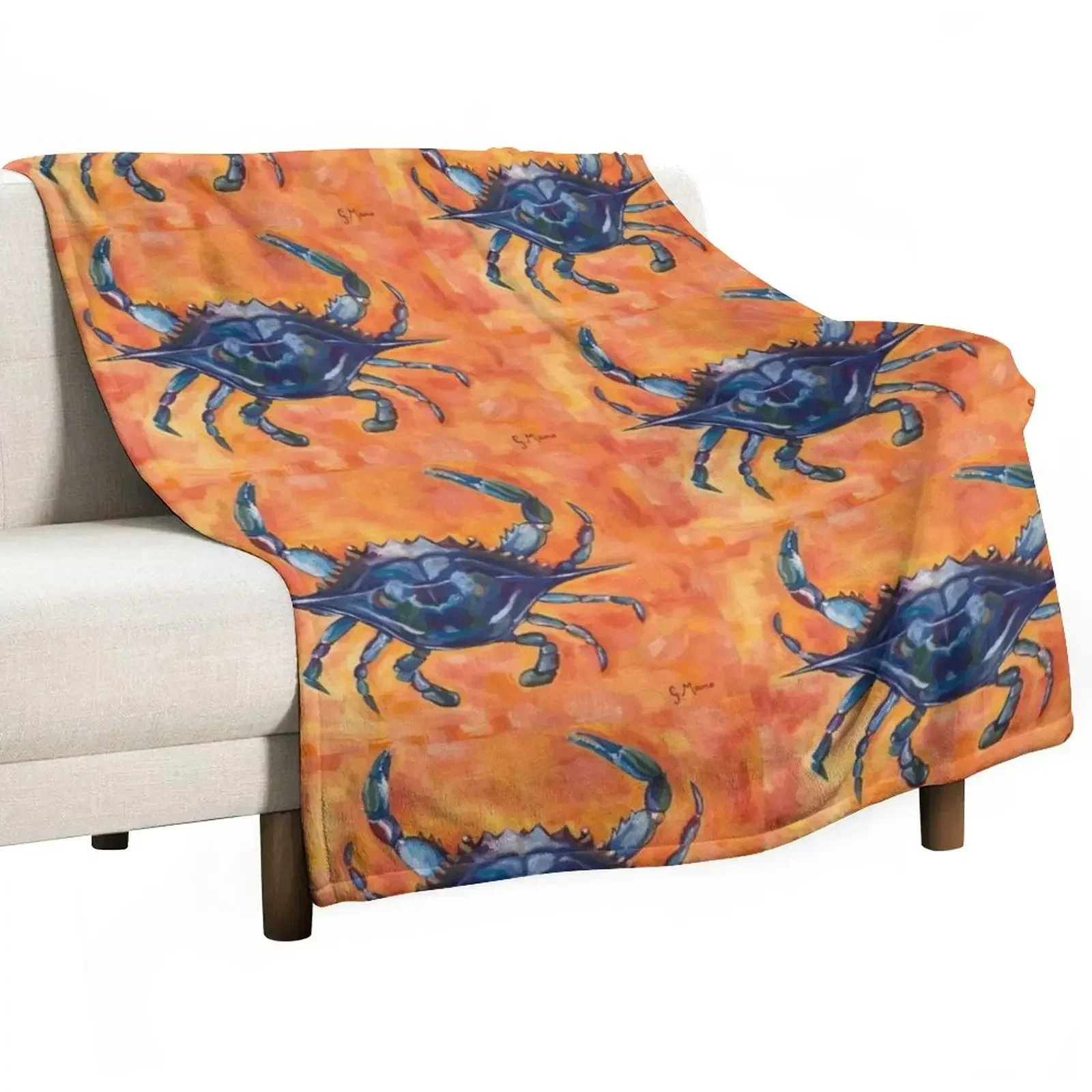 

Blue Crab Throw Blanket christmas gifts Beach Soft Beds Blankets