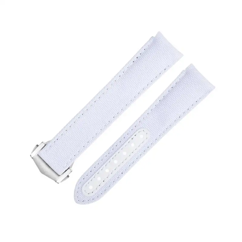 SCHIK For Omega Strap For AT150 Seamaster 300 Planet Ocean De Ville Speedmaster Curved End Watch Band 20mm New White High