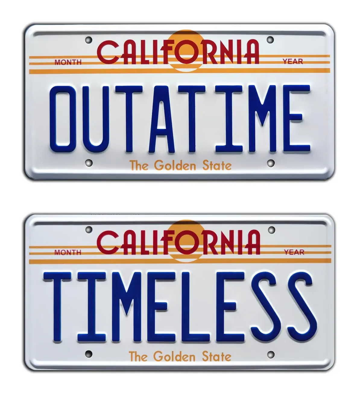 

Back to the Future | OUTATIME + TIMELESS | Metal Stamped License Plates - Metal License Plate License Plate Frames