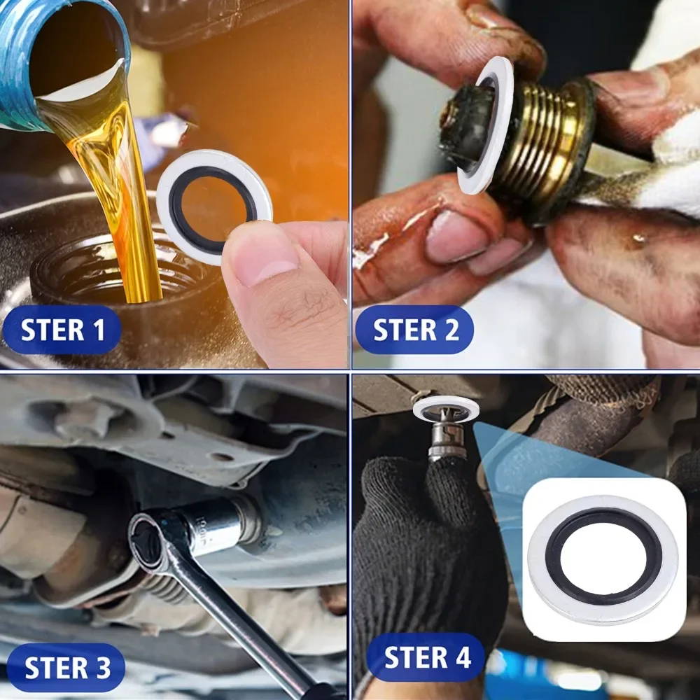 Renault Oil Drain Plug Gasket Bonded Seal Washer Car Oil Pan Drain Plug Aluminum Alloy Fluororubber Sealing Ring Gasket Car Accessories 110265505R