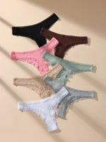 Ensemble de 7 culottes string pour femmes, en coton, sexy, en dentelle, sous-vêtements tanga, pantalon uni, taille plus, sous-vêtements, strings, lingerie féminine, S-3XL 2