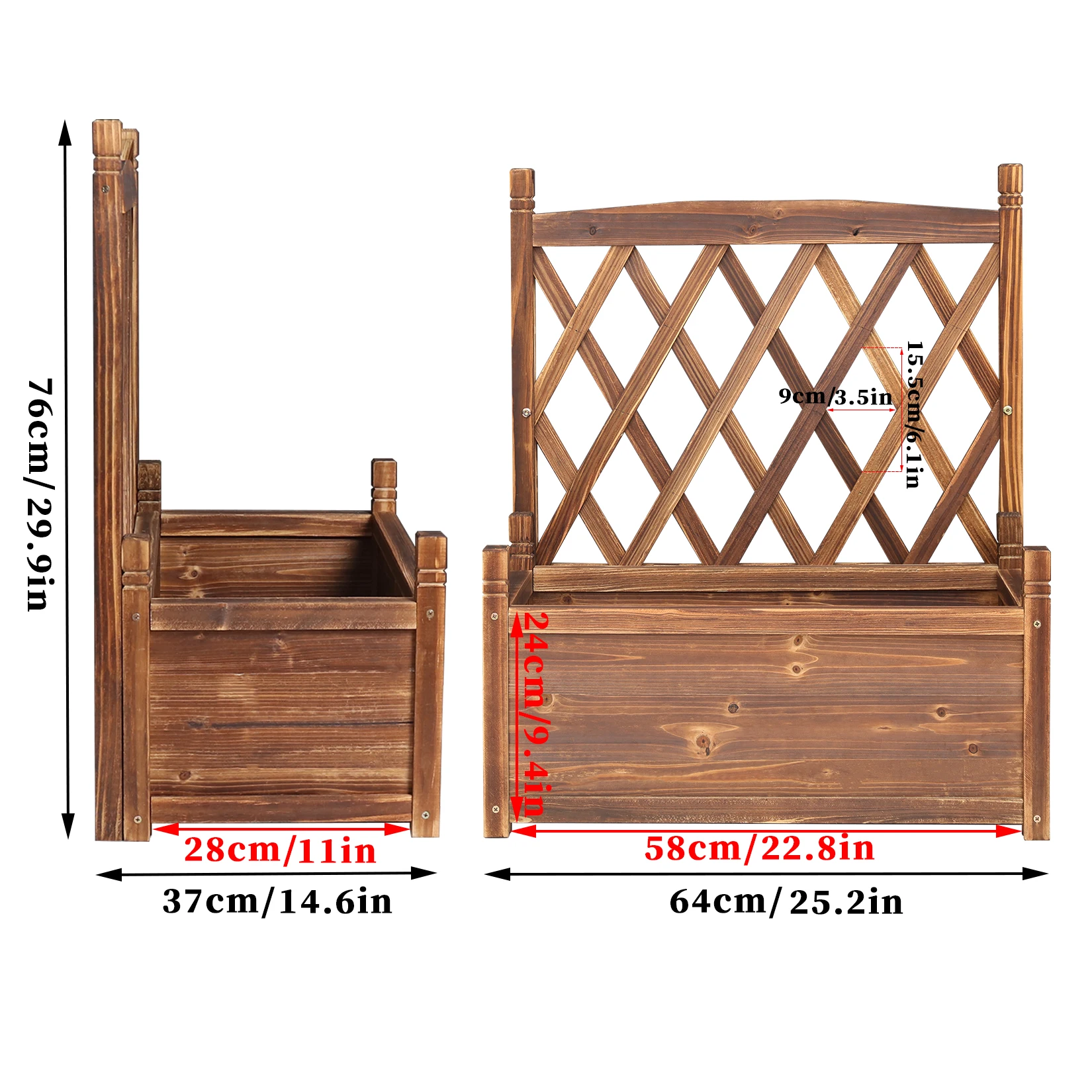 Raised Garden Bed with Trellis-Garden Box for Vine Climbing Plants Flower Free-Standing Raised Planter for Patio Indoor
