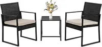 Wicker Patio Furniture 3 Piece Patio Set Chairs Bistro Set Outdoor Rattan Conversation Set for Backyard Porch Poolside Lawn 1