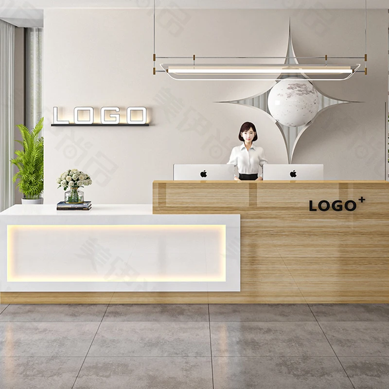 Wooden Stylish Reception Desks Beauty Salon Glamour Checkout Reception Desks Office Modern Mostrador Commercial Furniture