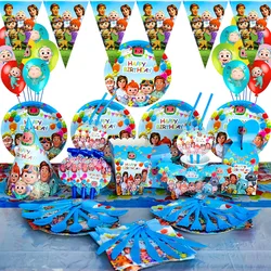 Disney Cartoon COCOMELONS Theme Birthday Party Decoration Supplies Disposable Cutlery Balloon Background Baby Shower Kid Gift