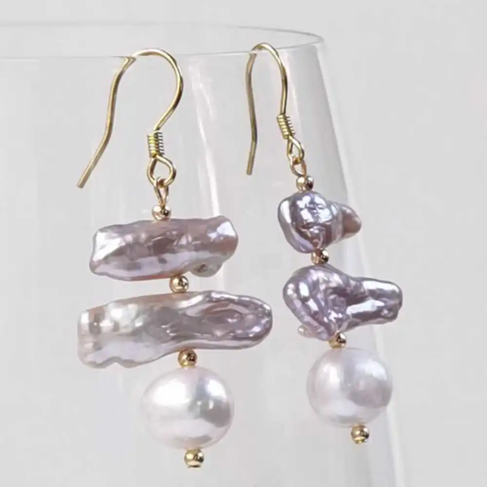 Fashion Natural Freshwater Cultured Pearl Earrings 18K Lucky Ear stud Hook CARNIVAL VALENTINE'S DAY Accessories Party