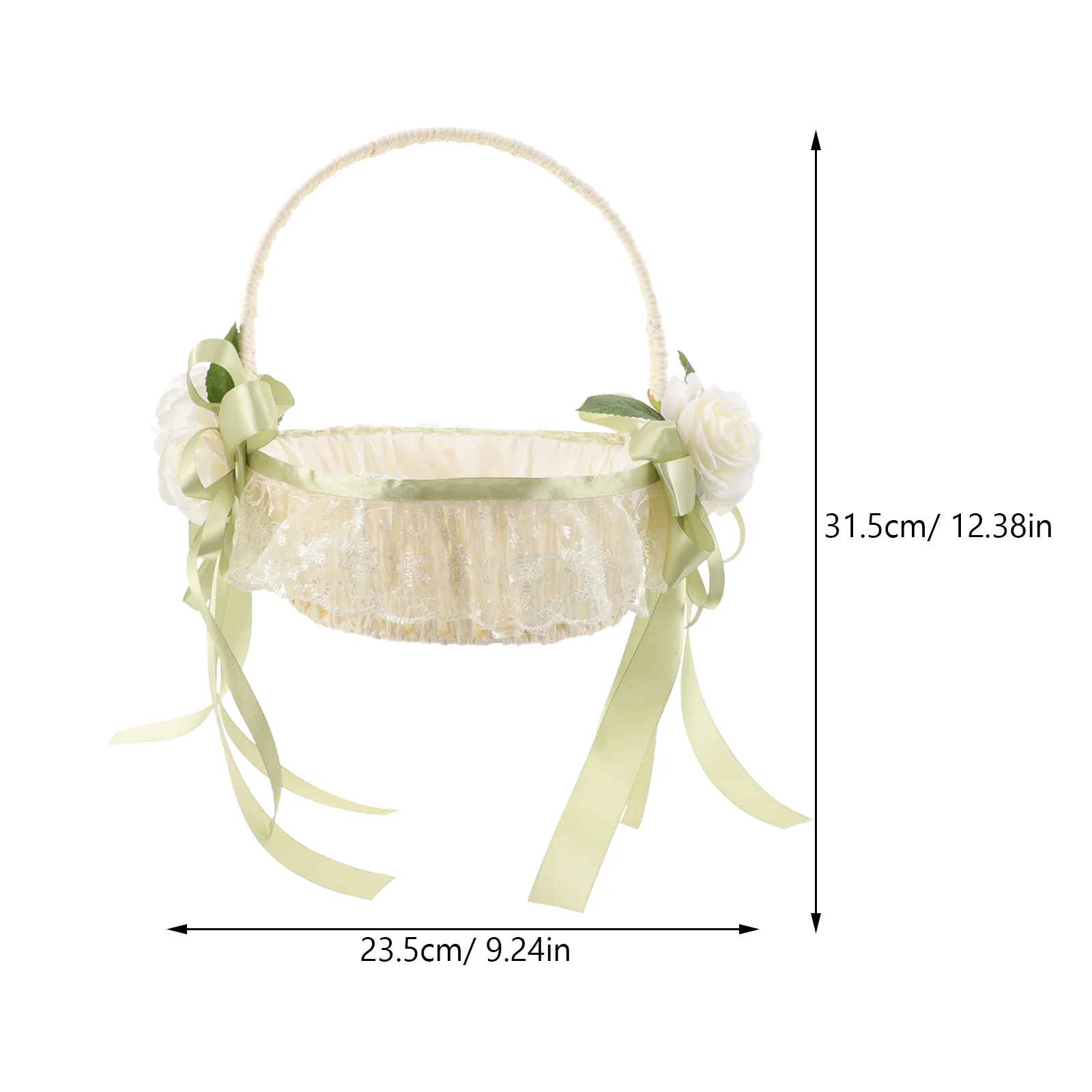 Wedding Ceremony Decoration Flower Girl Basket Rustic with Handle Petal Handheld Small Bowknot Fabric Stunning 6