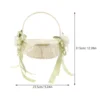 Wedding Ceremony Decoration Flower Girl Basket Rustic with Handle Petal Handheld Small Bowknot Fabric Stunning 6