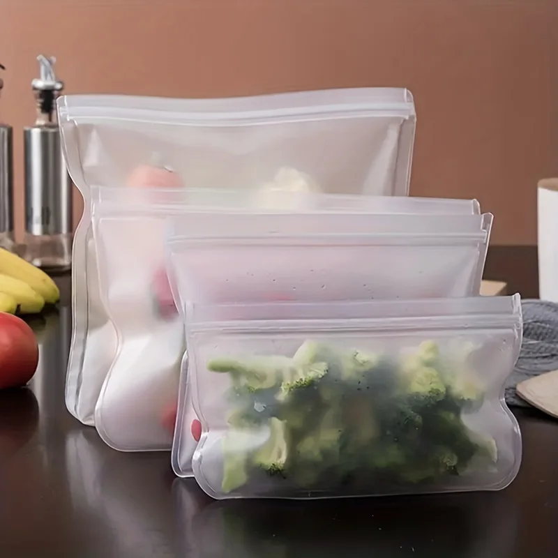 Reusable Silicone Food Storage Bags - Leak-Proof, Fresh-Keeping Stand-Up Bags