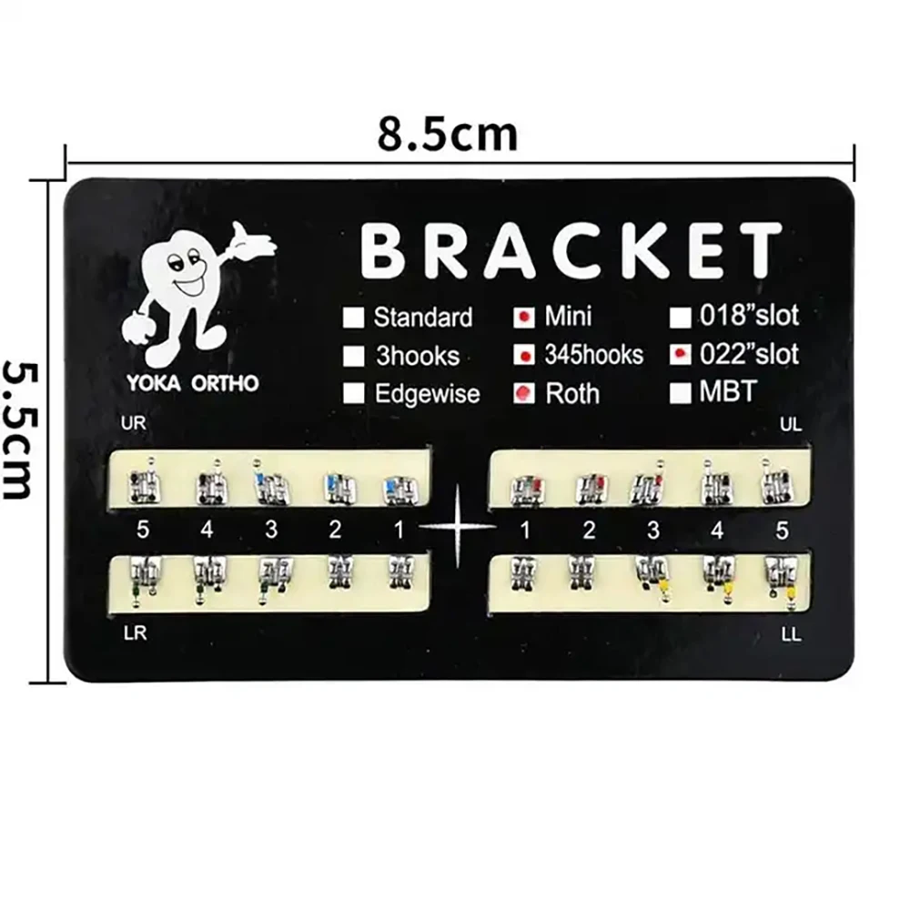 PIORPOY 20 Pcs Dental Orthodontic Braces For Teeth MIM Monoblock Metal Mini Standard Roth MBT Slot 0.022 0.018 Hooks 3-4-5