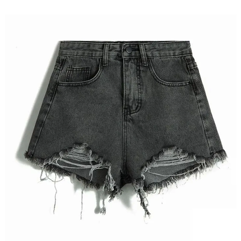 Summer Korean Women's Cowboy Shorts High Waist Casual Blue Denim Shorts Pocket Tassel Perforated Fashion Shorts Y2K Female Jeans 6