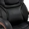 Executive Office Chair Wood Accents High Back Ergonomic Lumbar Support Adjustable Bonded Leather 5