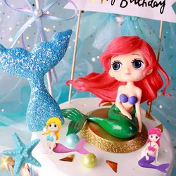 Mermaid Cake Topper kawaii Doll Mermaid Birthday Cake Decoration Girls Birthday Party Supplies Wedding Decor Baby Shower Favors