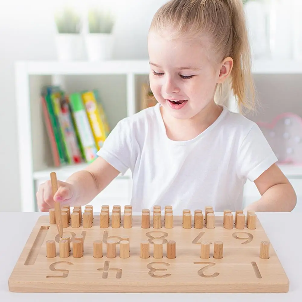 

Wooden Number Puzzle Sorting Montessori Toys Toddlers Digit Practicing Logarithmic Counting Tracing Board Board Math 1-10 T F6F4